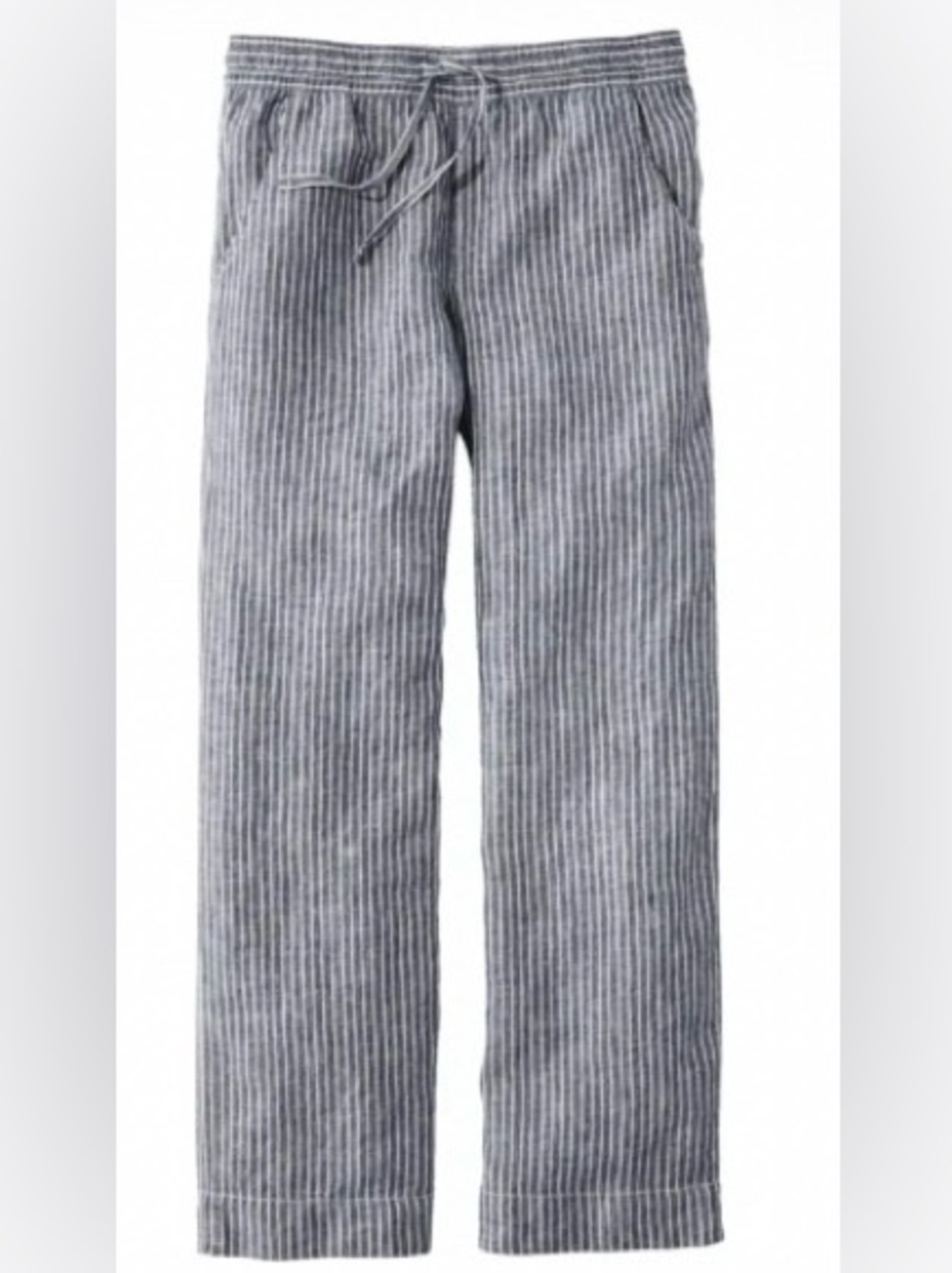 Women’s LL Bean Washable Linen Pull On Pants with Drawstring- striped, size 4